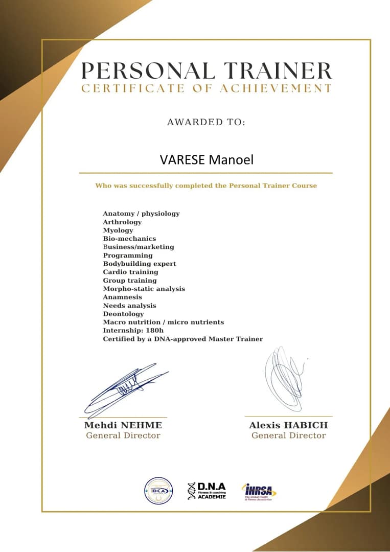 Certificat Personal Trainer